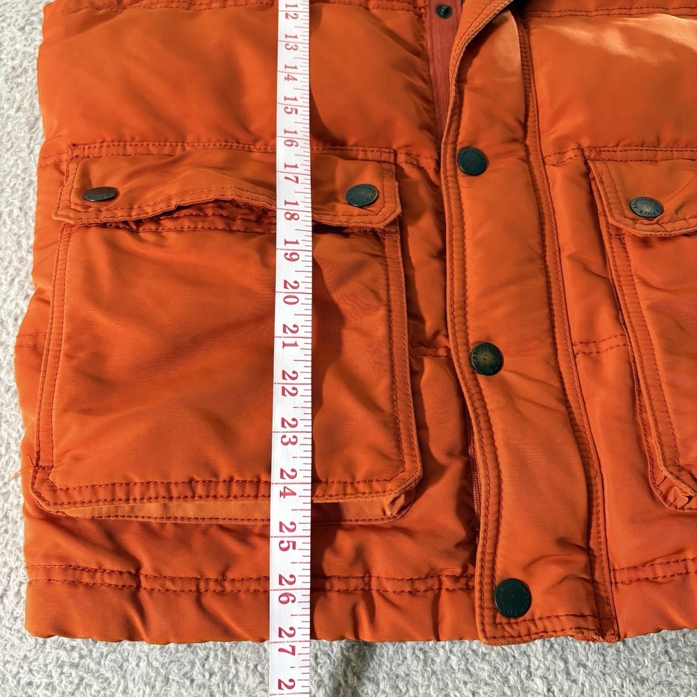 Abercrombie Fitch Mens Puffer Vest Large Orange Utility Snap Zip Outdoor - Picture 12 of 12